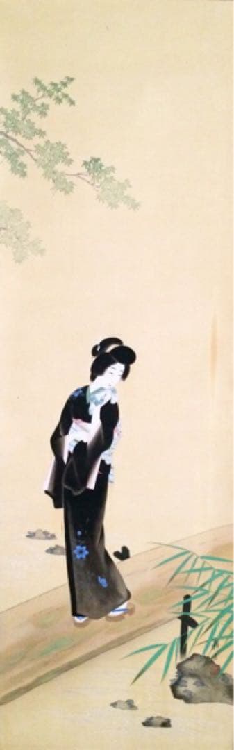 大野静方 美人画 『納涼図』( 掛軸 日本画 鏑木清方 浮世絵 水野年方 四天王