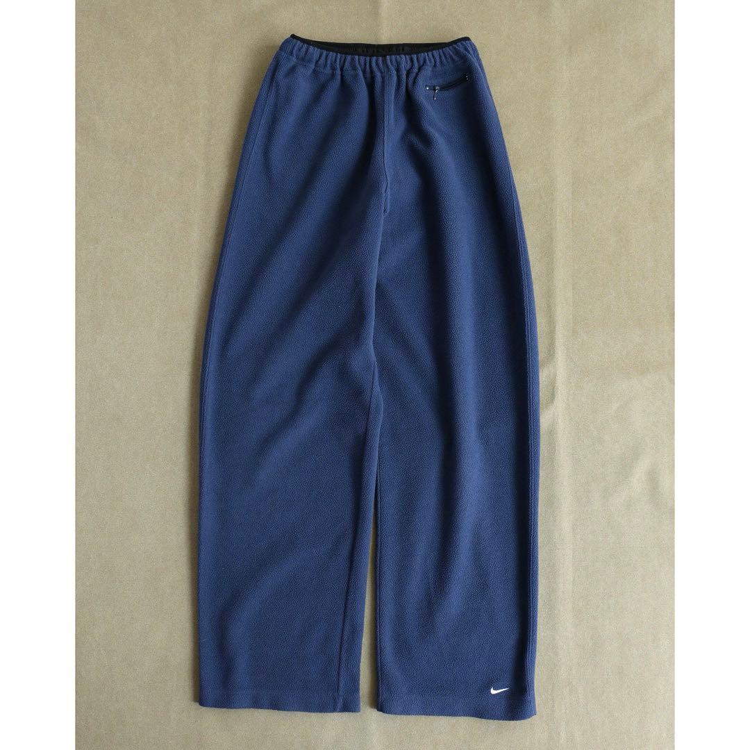 90s 台湾製 NIKE フリースパンツ ネイビー 裾スウォッシュ