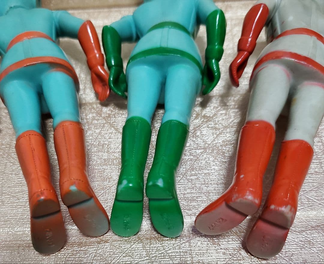 トリプルファイター ブルマァク ミドルソフビ 緑赤橙３体 当時モノ HG 付
