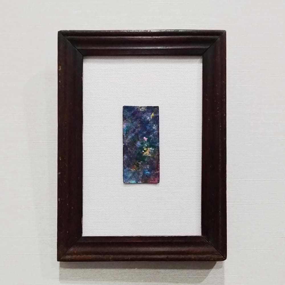 内野隆文　抽象絵画　バスチケット　アンティークペーパー　フレーム　額縁　真作