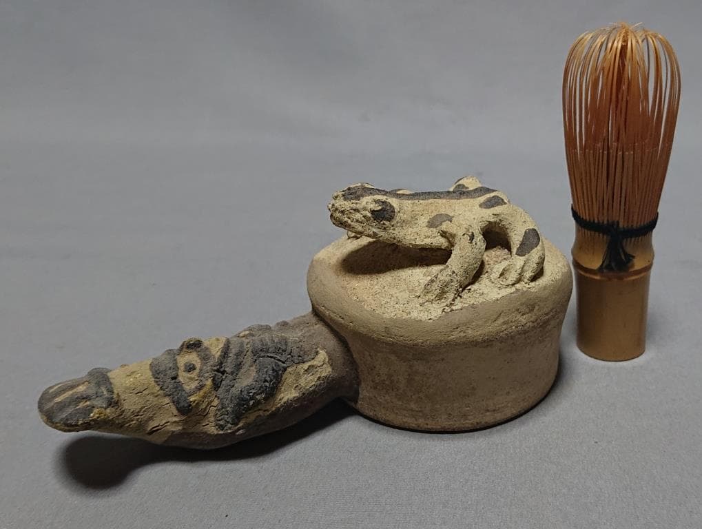 コレクター収集品 アンデス プレコロンビア チャンカイ文化 （蛙.人面）土偶