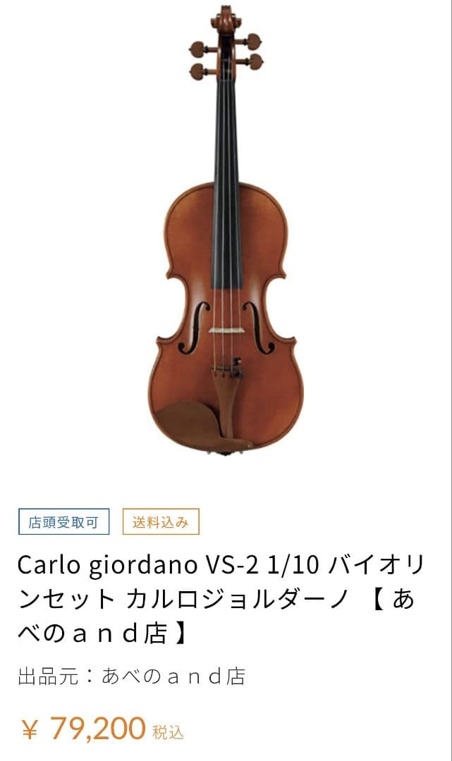 ファーストバイオリン　Carlo giordano VS-2 1/10