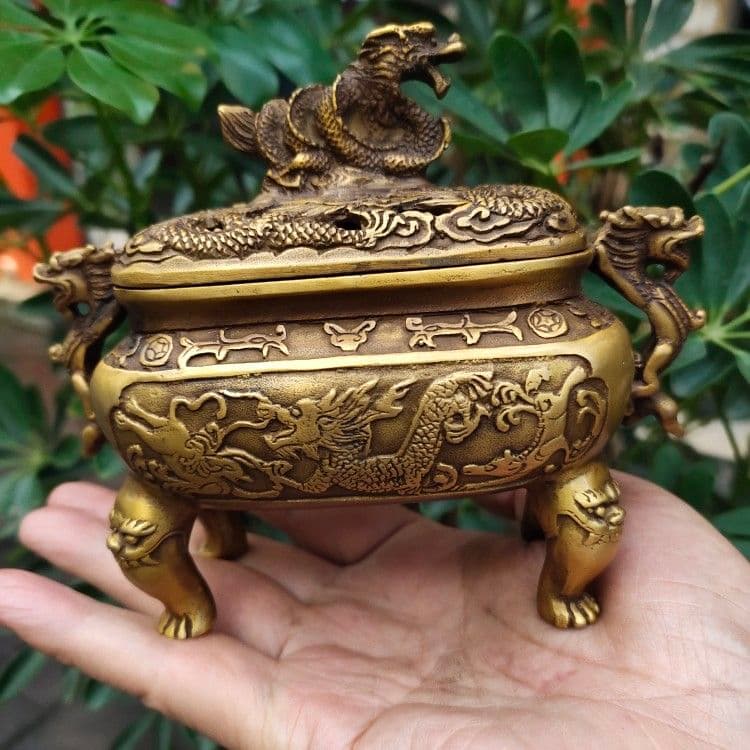 銅器 竜紋香炉 装飾品 工芸品 美術品 置物