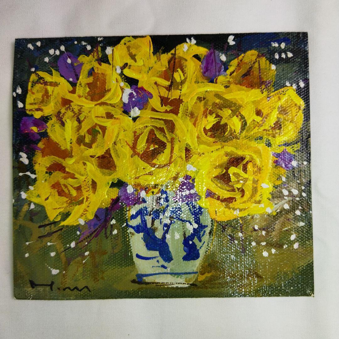 羽中田美季　古井万里にバラ　絵画 　フレーム付き