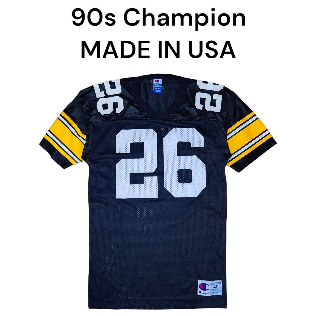 USA製 90sChampion両方ビッグプリントナンバリングフットボールシャツ