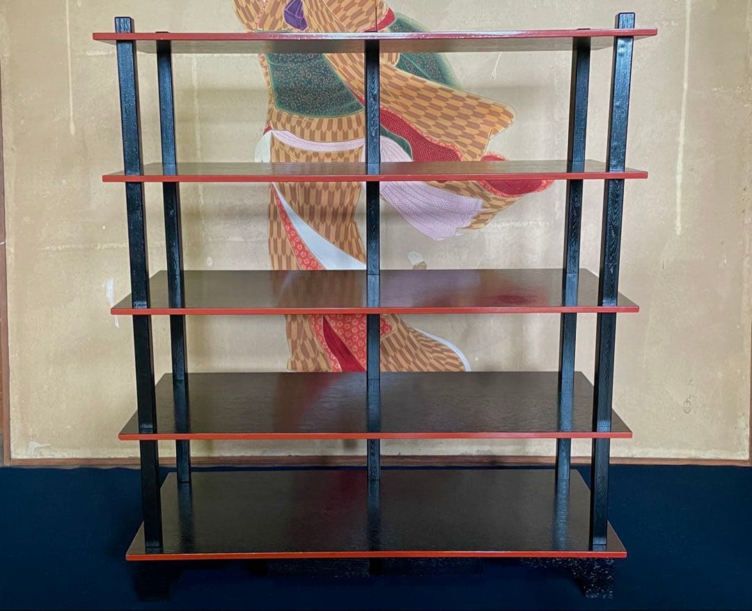 【美品】「母」 水谷棚 配膳棚 五段木製棚 懐石道具 水屋道具 茶道具 （F1）