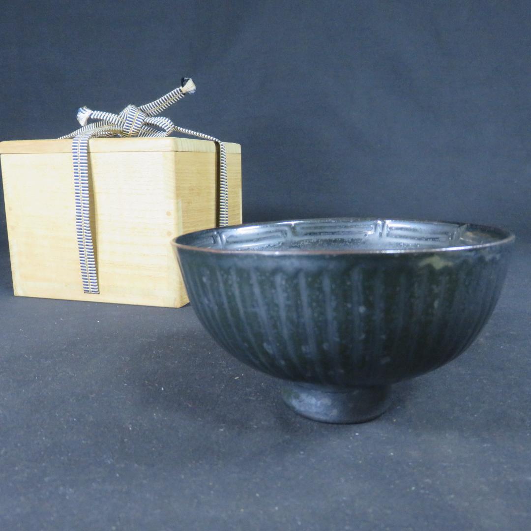 茶碗 人物 文様 縦じま シックモダン 抹茶碗 茶器 茶の湯 茶道具