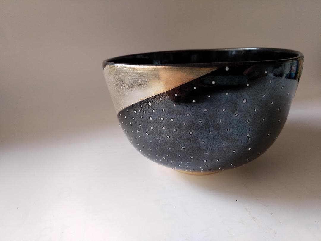 暁窯 岡田暁山 作 色絵鵲橋絵 抹茶碗 茶道具 茶碗 共箱 栞 新品 未使用
