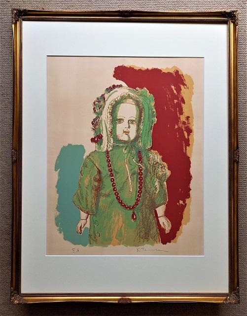 田村孝之介 「フランス人形」 昭和53年石版のオリジナル作品　真作