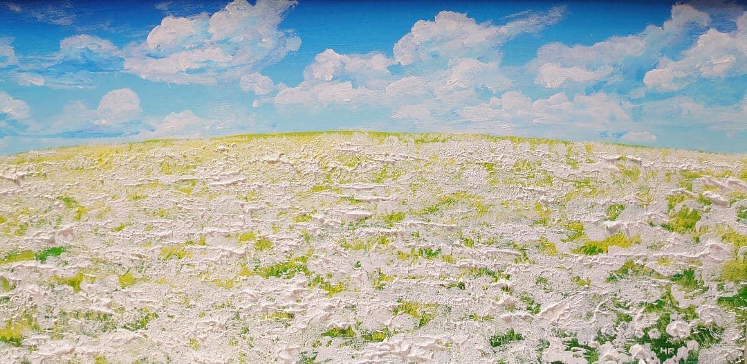 油絵 絵画【白いお花畑】