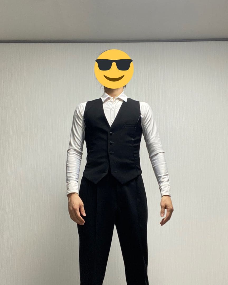 【テーラー雅製】社交ダンス用黒ベスト【美品】