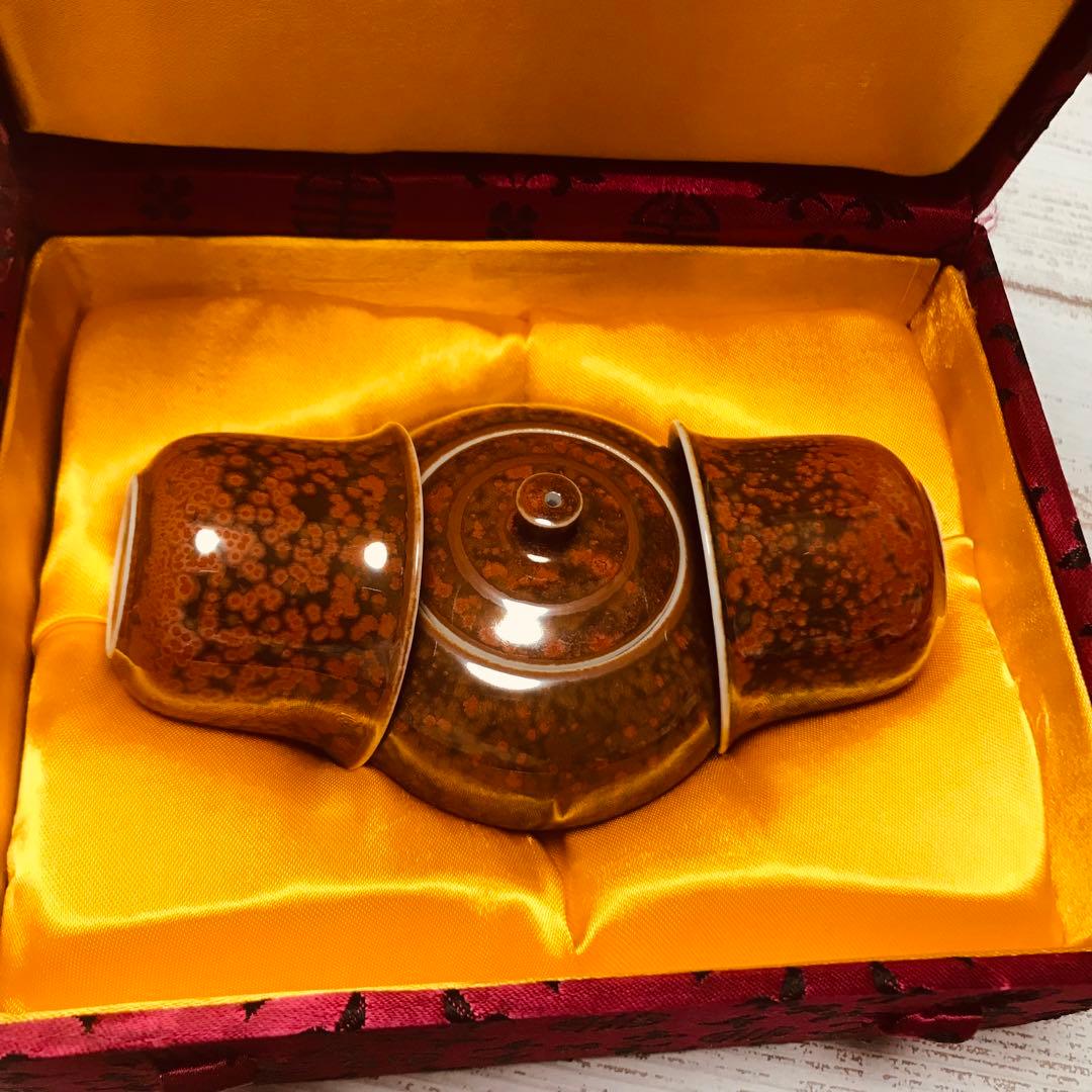 茶道具セット 陶器製 花柄 専用ケース付き