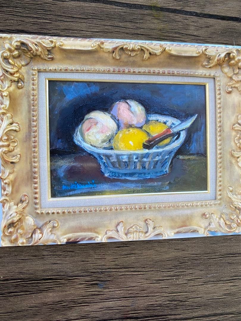 果物のある静物 油彩画　菊地正則の青の世界 穏やかな時間　やさしさ