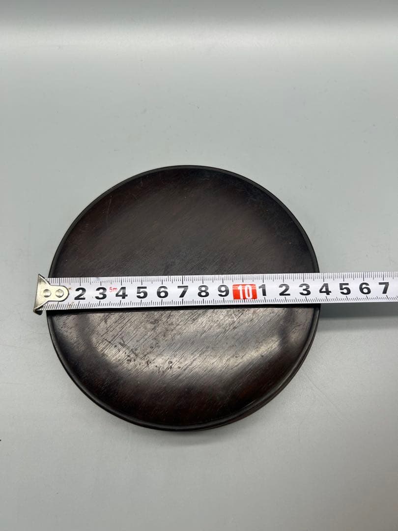 中国　古硯　漆器 円形文箱