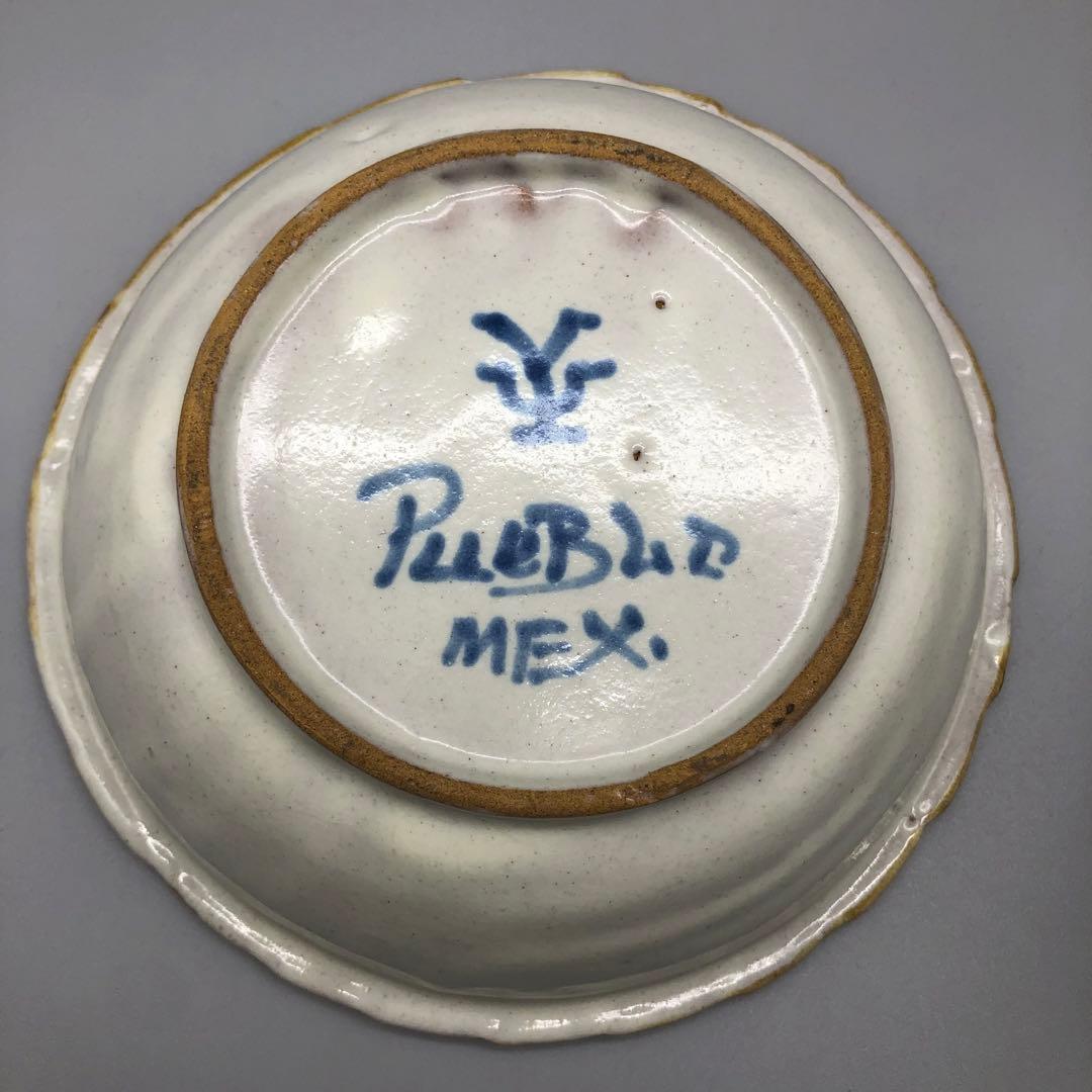 メキシコプエブラタラベラ焼ビンテージ陶器伝統工芸バード鳥ボウル鉢19cm5点B