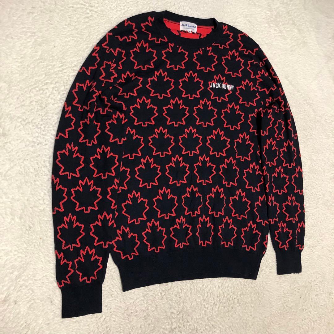 美品　ジャックバニー　パーリーゲイツ　ゴルフ　セーター　メイプル総柄　6（XL）