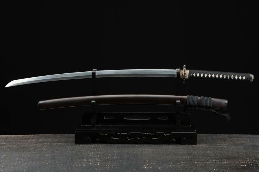三色銅菊花刀装侍刀（黒檀タイプ）武具　刀装具　日本刀　模造刀   居合刀