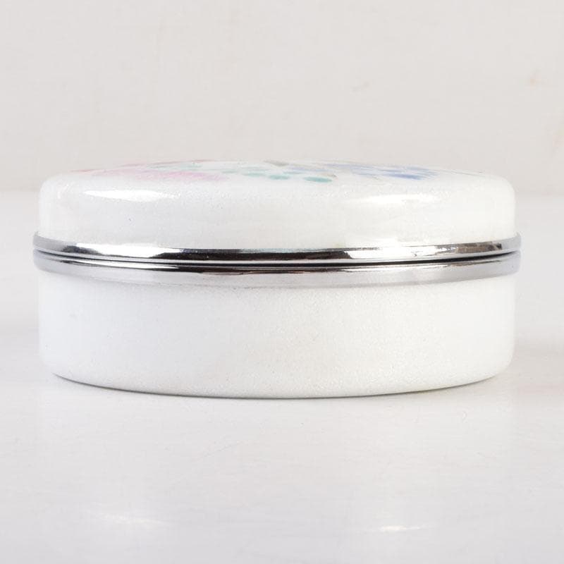 七宝焼　安藤七宝店　花草文　盒子　蓋物　箱付　V　8637