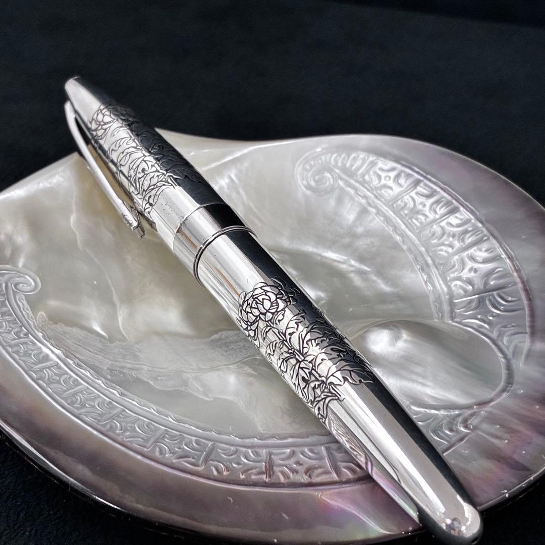 PILOT CUSTOM　万年筆 シルバーン　軸銀製　シルバー　ペン先K18 菊
