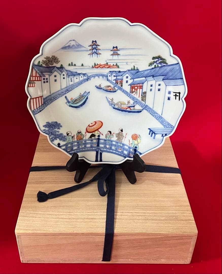 古美術 今右衛門作 人物 風景 飾り皿　木箱付き コレクション 骨董品