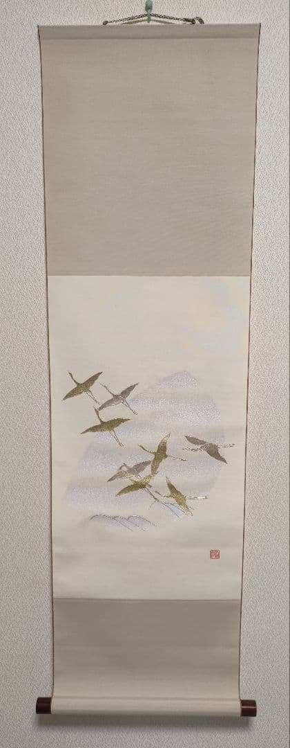 雅掛軸 舞鶴 箔遊美 箔工芸 箔絵