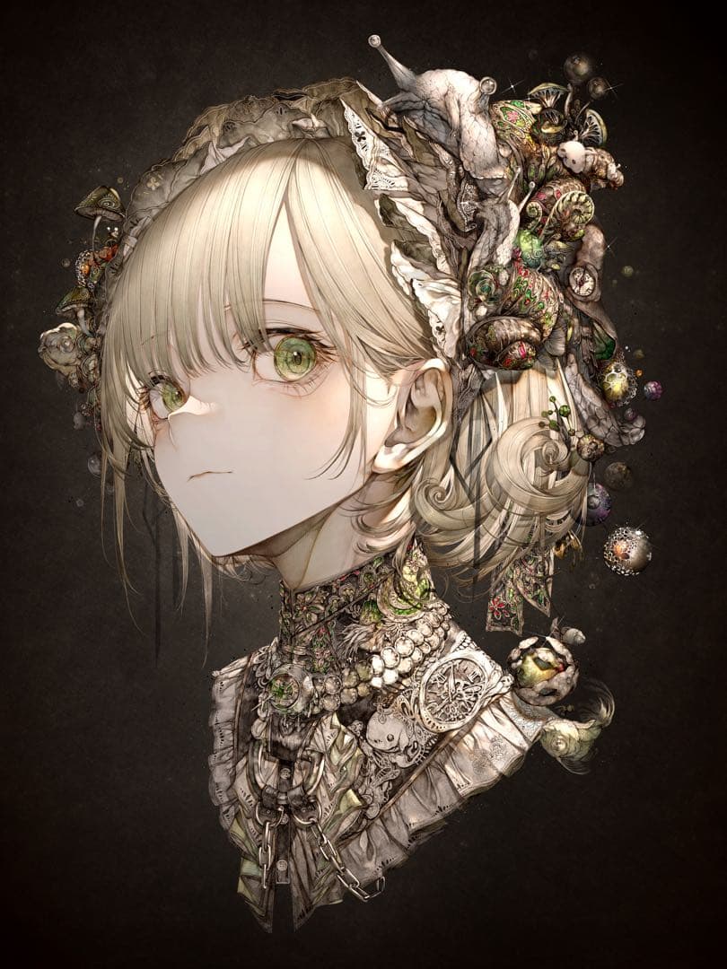 ヒトこもる　複製原画「Lapse 」　複製画（プリモアート）　A4 黒