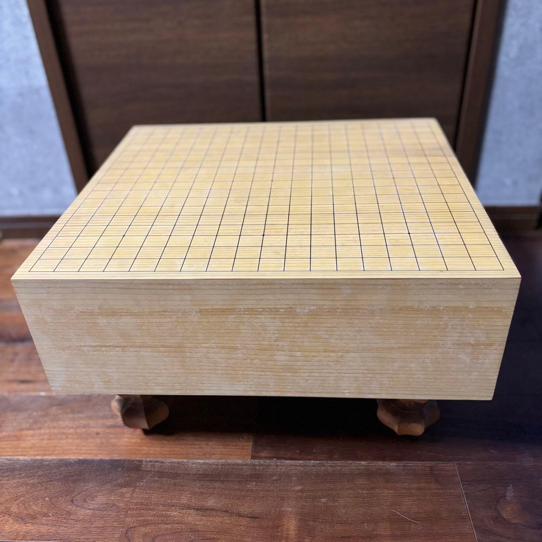 【美品】丸正謹製 5寸 足付碁盤 緑箱・黄色布カバー付き