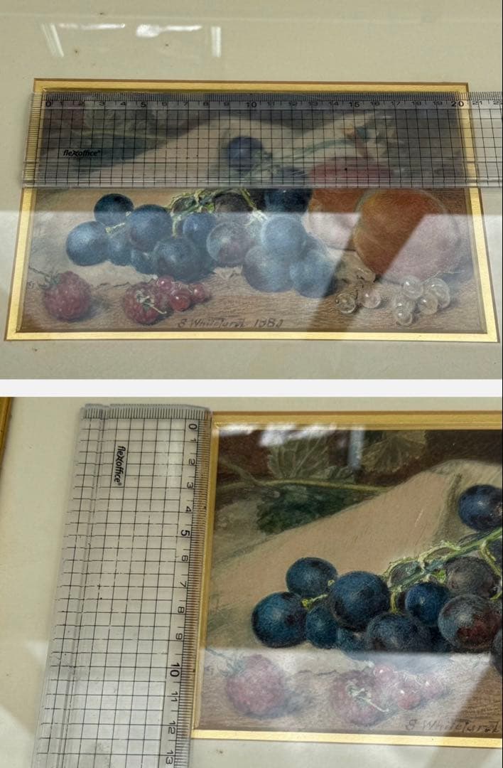 Sidney T. Whiteford 1880年　水彩画　果物の静物　額装