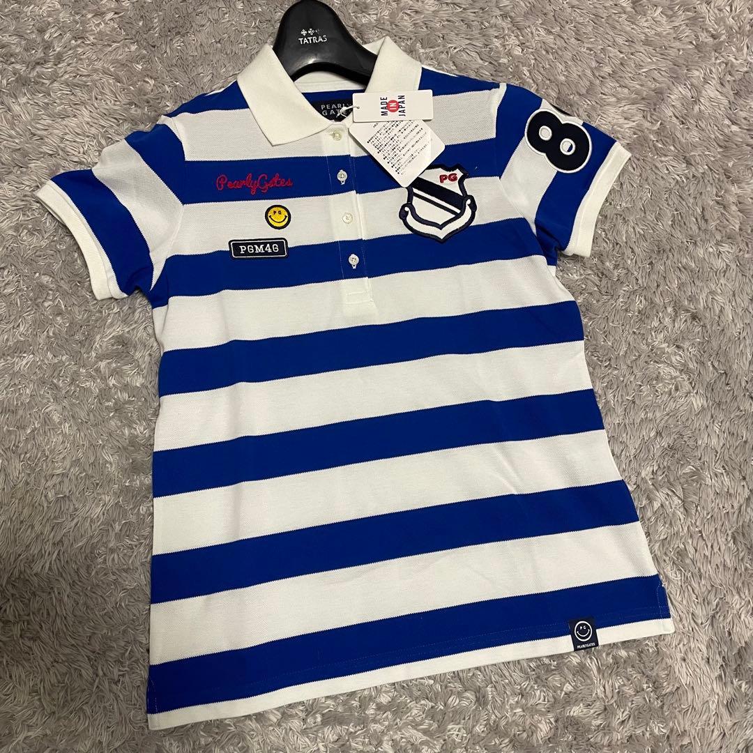 新品タグ付き　PEARLY GATES 半袖ポロシャツ 0 ボーダー　ワッペン