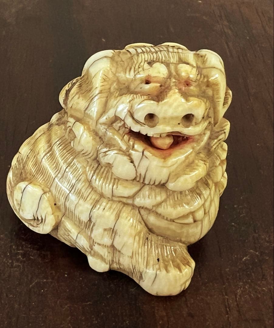 根付　獅子　彫刻　H9-4