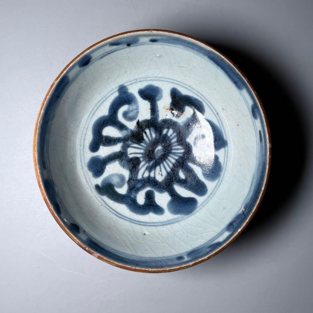 中国美術　青花唐草茶碗　中鉢　明　清　官窯　景徳鎮　古美術　蒐集家旧蔵品
