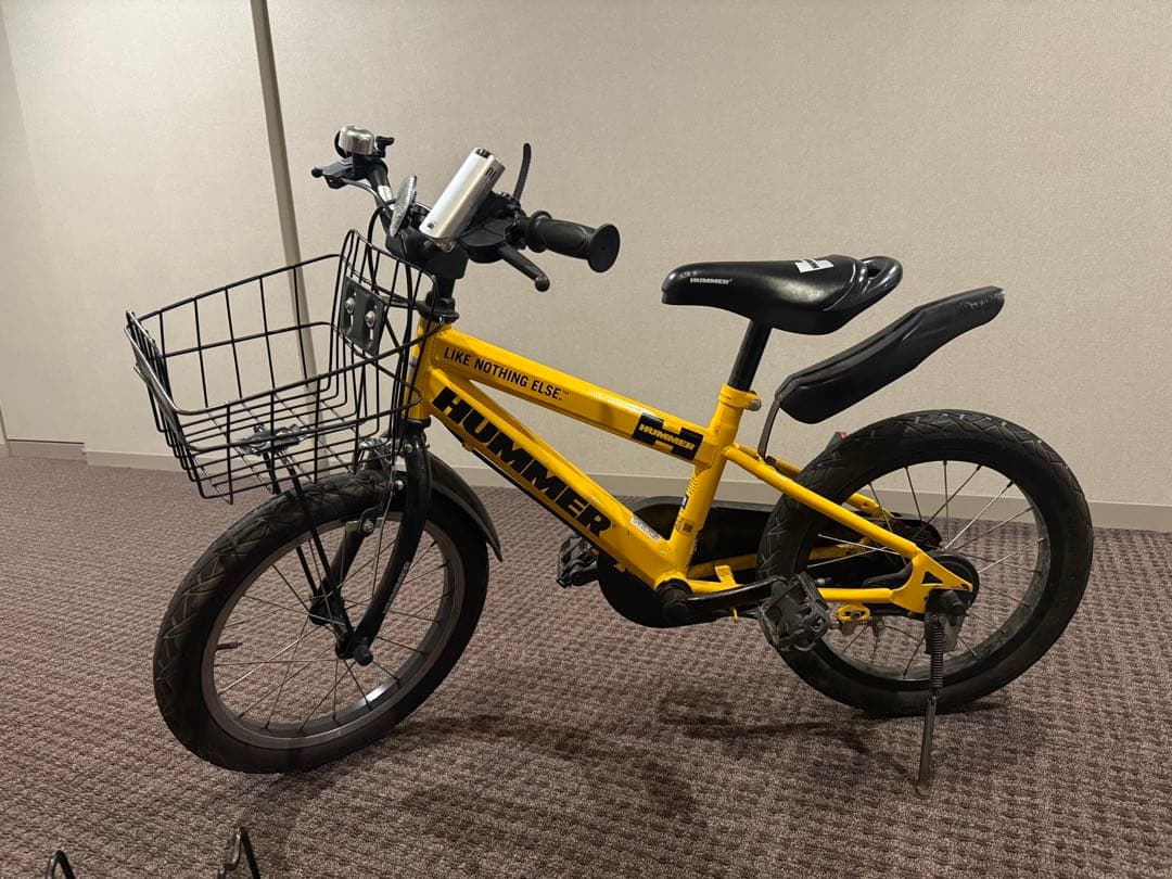 HUMMER 子供用自転車 前カゴ付き 黄色
