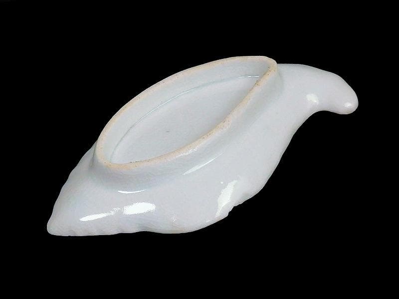 古伊万里　染付　草花紋の図　巻貝型変形皿　D852AS-fbpv