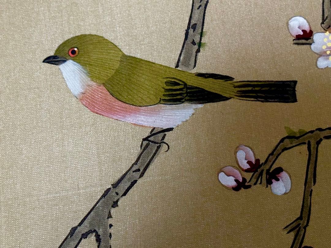 中国清代画家（王时敏画伯）の肉筆模写作品轴と肉筆花鳥画（5枚）共に古い絹本作品）