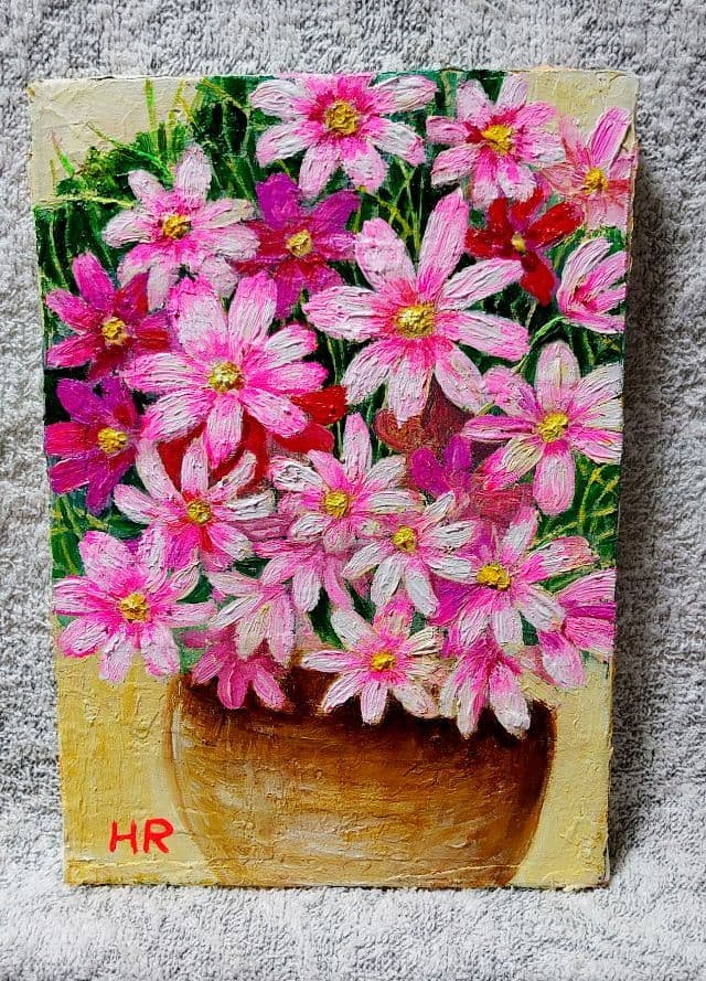 油絵 絵画 コスモス【SM号】