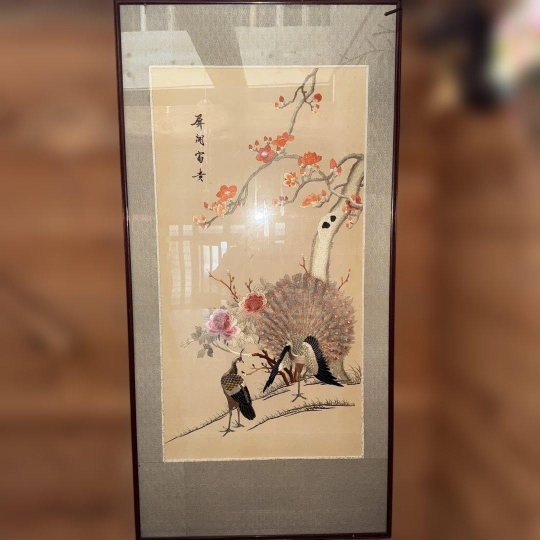 縫い絵 アート 鳥と花