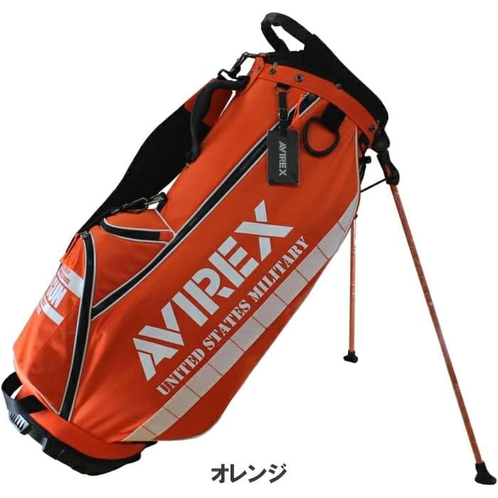 新品 AVIREX アヴィレックスゴルフ スタンド式 キャディバッグ オレンジ
