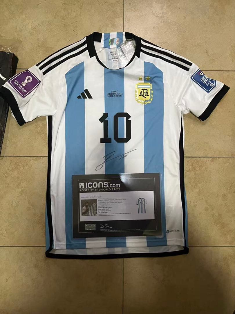 ICONSメッシ 直筆サイン入り ユニフォーム アルゼンチン代表 WC決勝