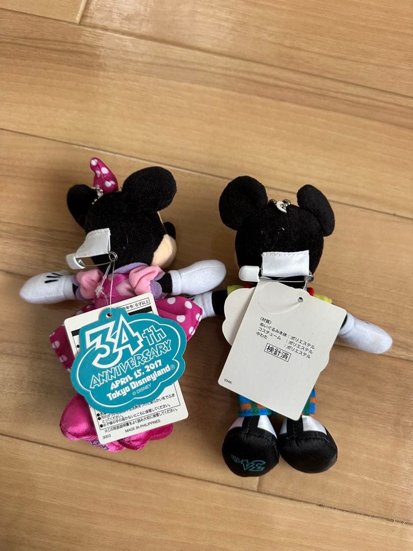 【新品タグ付き】ディズニーランド34周年　トゥーンタウン　ミッキーミニーぬいば