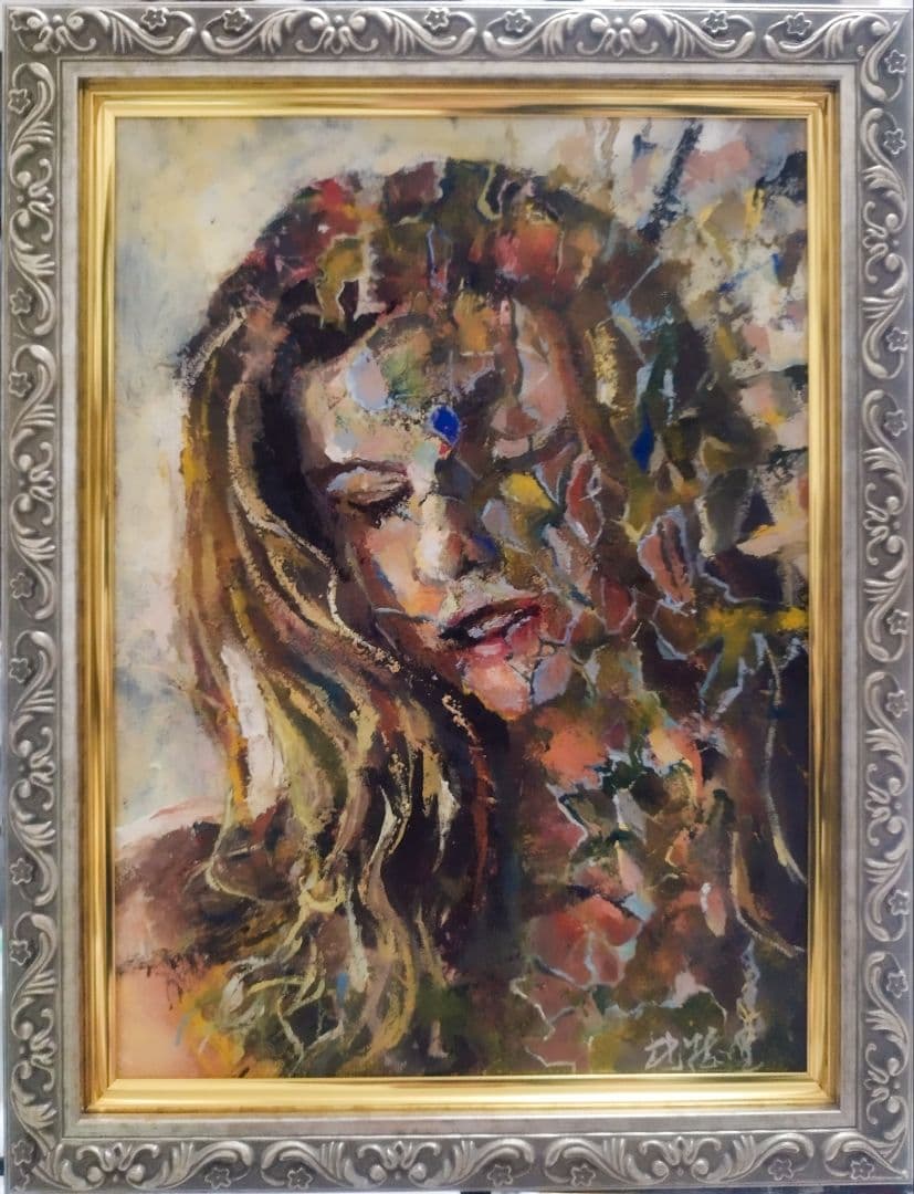 『静寂花開』 油絵 油彩画 アート インテリア 開運 幸運