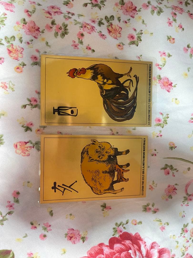 2007年 金箔カレンダー 鶏とイノシシ