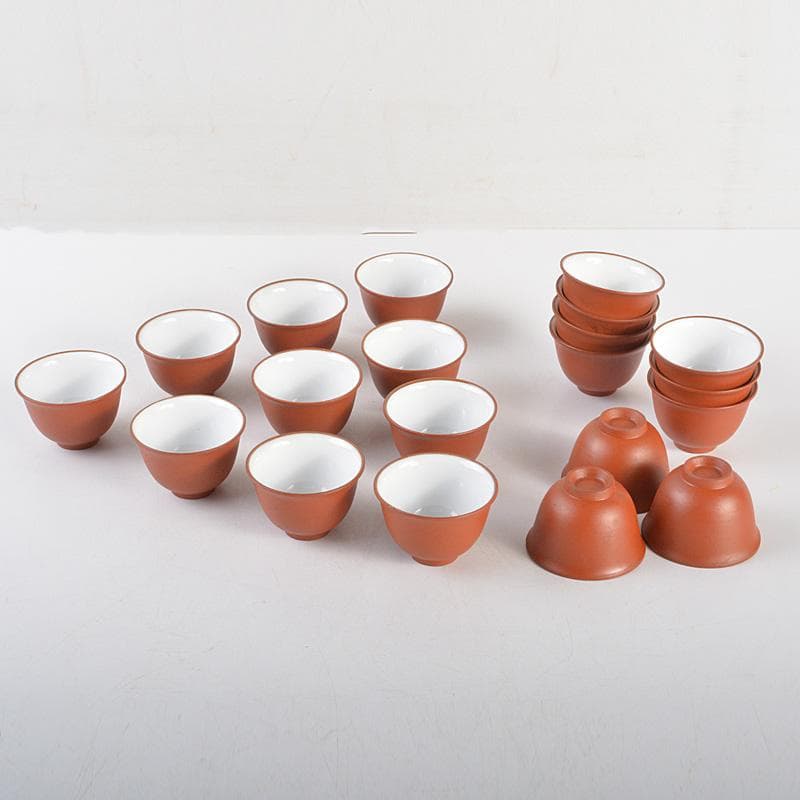 煎茶道具　紫砂　朱泥　内白釉　煎茶碗　20客まとめて　N　6332