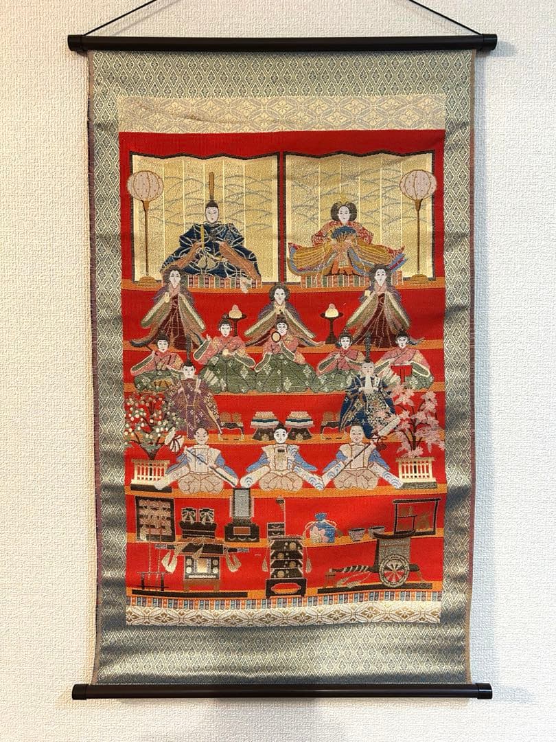 京都製高級美術織物 雛祭り掛軸 タペストリー
