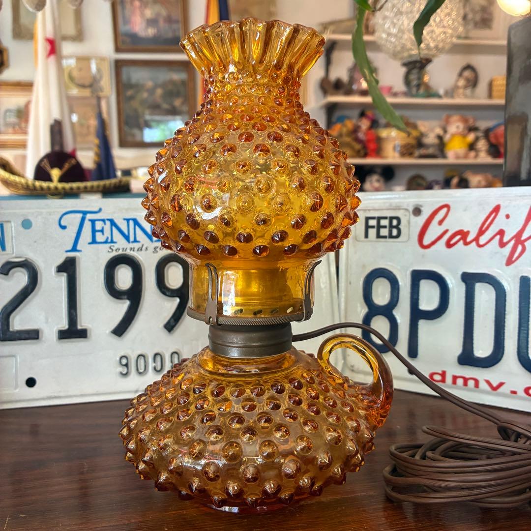 超レア美品！50s〜60sOLD Fentonフェントン社アンバーガラスランプ