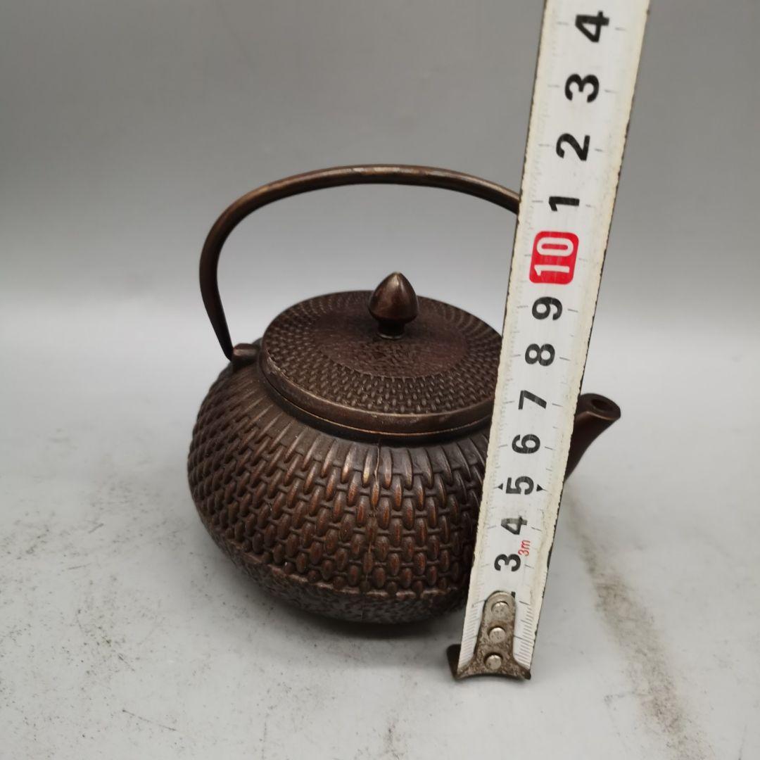 銅製 禅意茶壺 提梁壺 煎茶器 茶道具 工芸品 置物