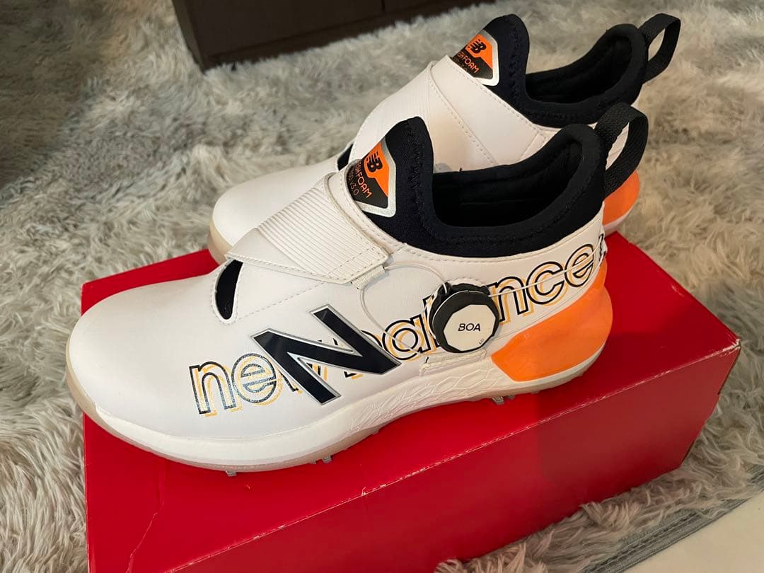 New Balance BOA ゴルフシューズ ホワイト/オレンジ