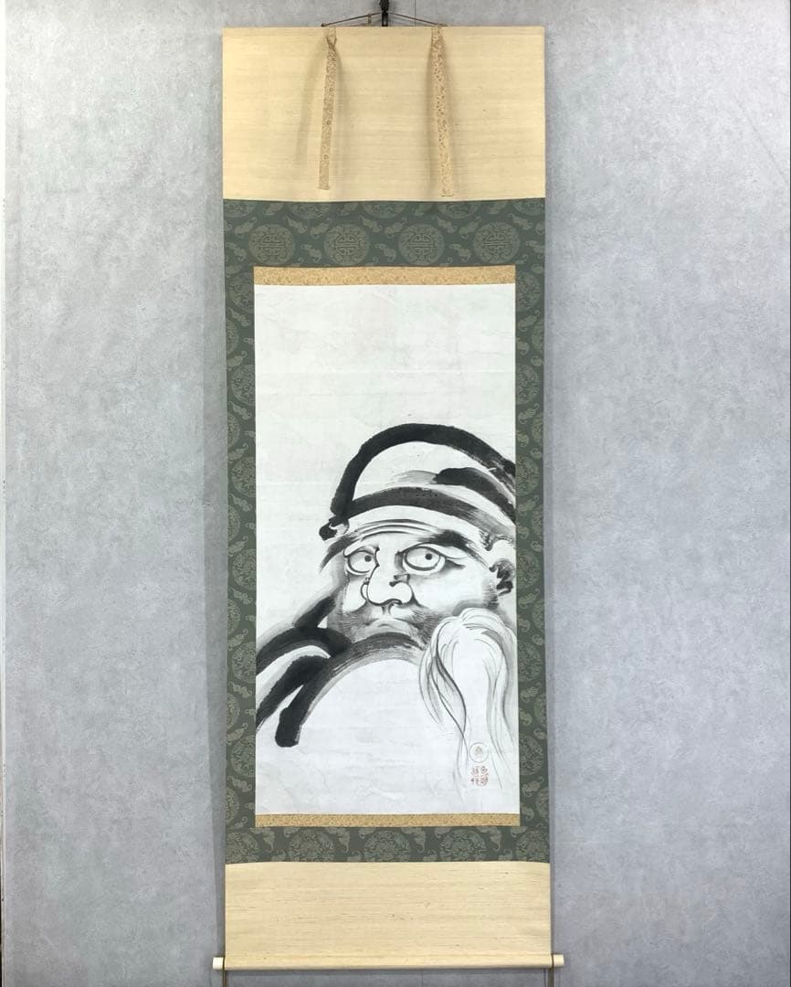 掛軸 達磨 木箱 水墨画 だるま A-18