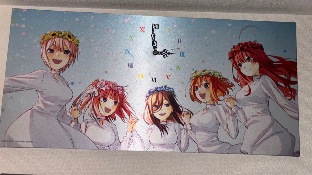 五等分の花嫁 壁掛け時計　テキスタイルパネルクロック キャンバスボード ED