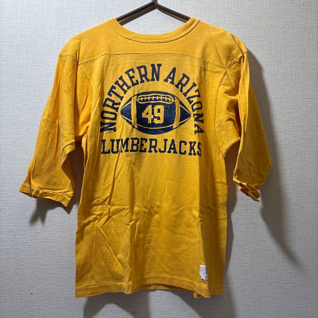 70s CHAMPION フットボールTシャツ M 黄色 バータグ チャンピオン