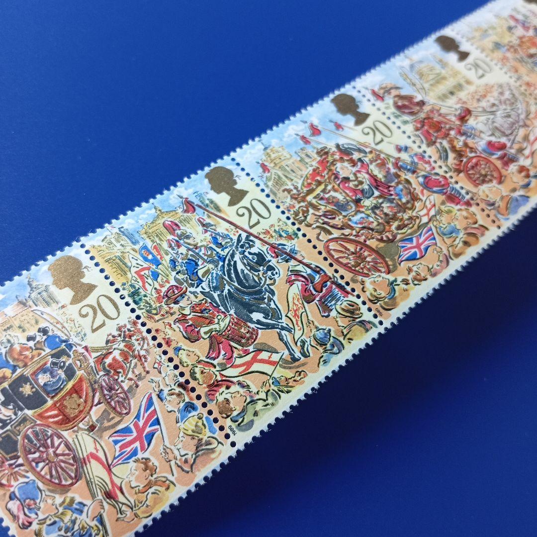 まとめ済6247 外国切手 イギリス 1989年 ロンドン市長就任パレード5連刷